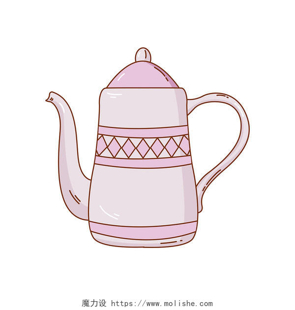 卡通可爱几何拼接茶壶茶具png素材茶叶茶壶